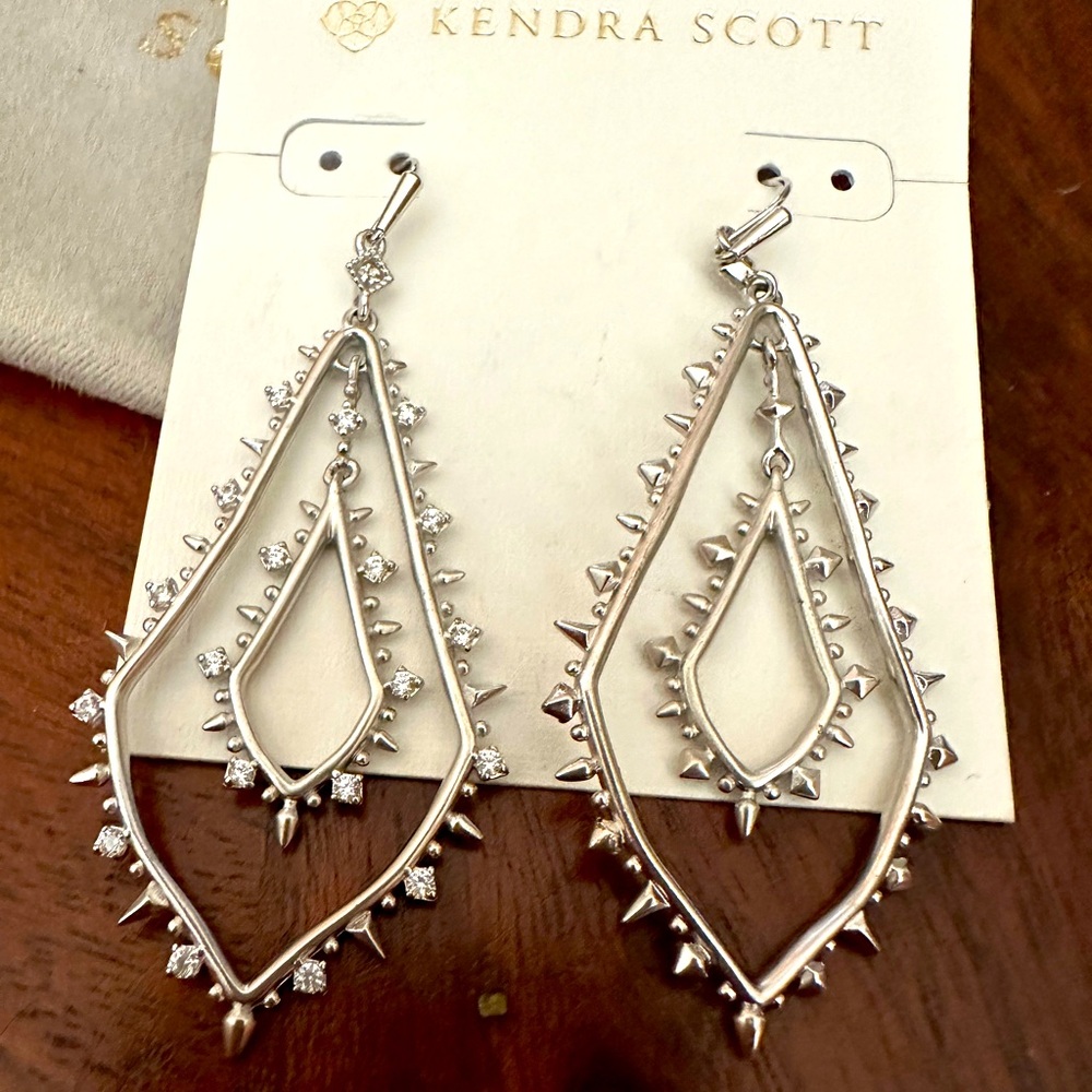NWT  KENDRA SCOTT “ALICE” silver earrings- SOLD OUT! With KS bag included.